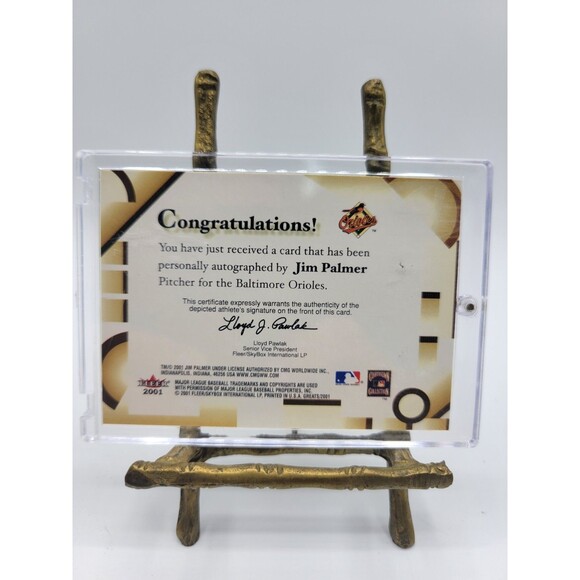 2001 Fleer Greats of the Game -Jim Palmer - Autograph- Baltimore Orioles